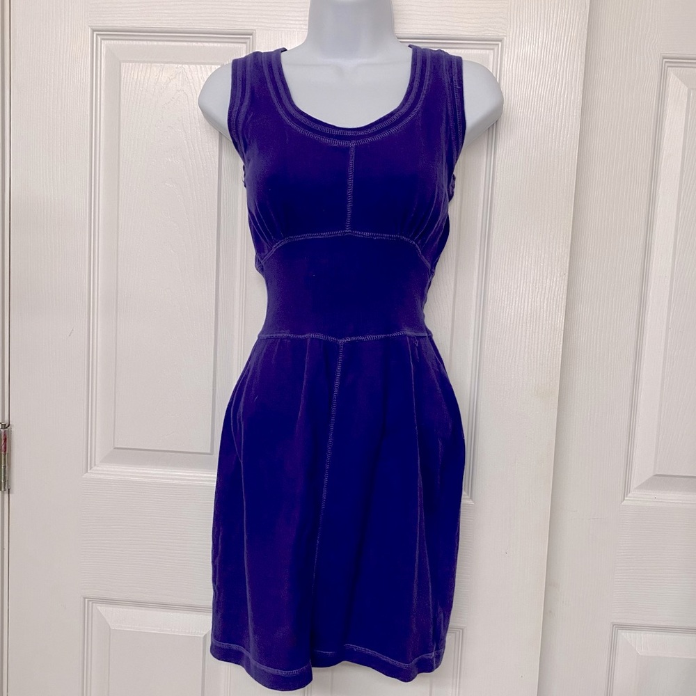 Vintage Body Con Sleeveless Tank Babydoll Dress Wide Ribbed Waist Retro  Sz XS